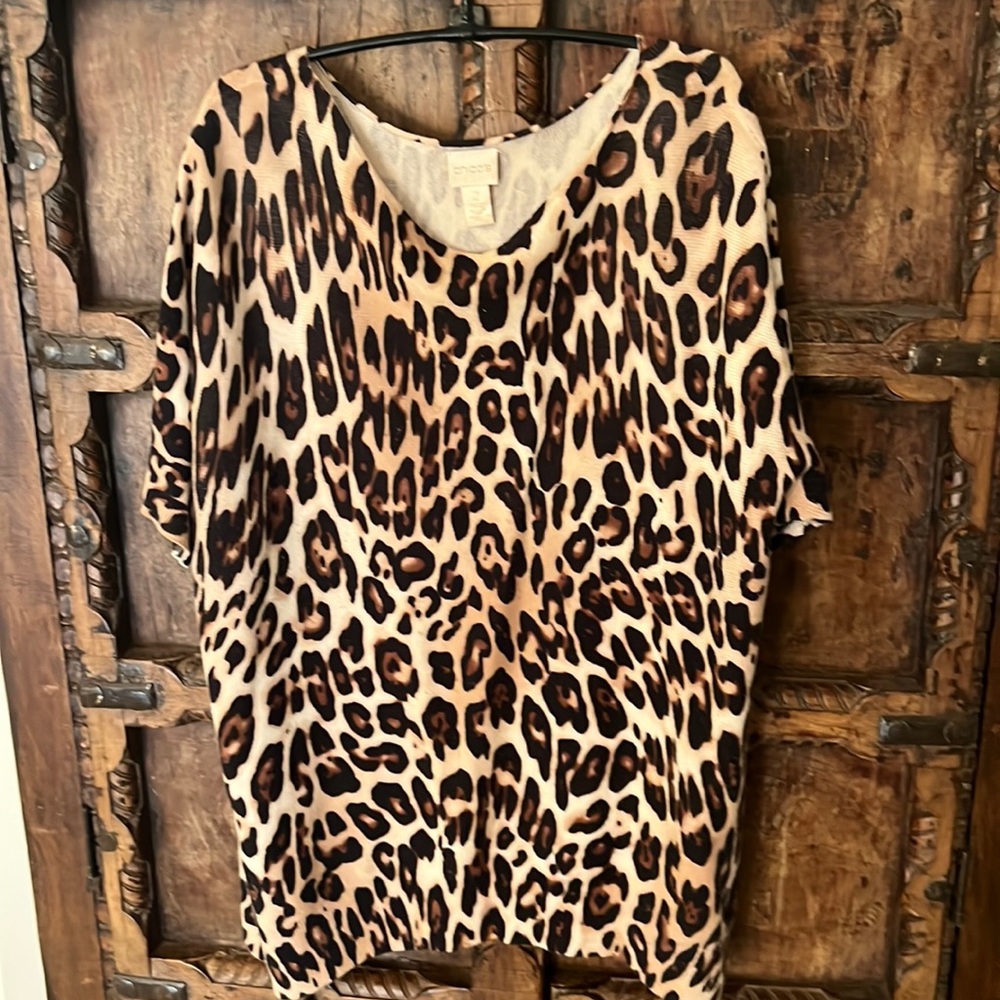 Chico’s Leopard short sleeve sweater